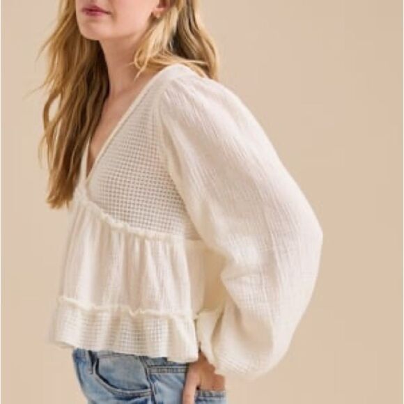 NWOT Altar’d State Boxy Babydoll Top Ivory Size Medium - Picture 4 of 9